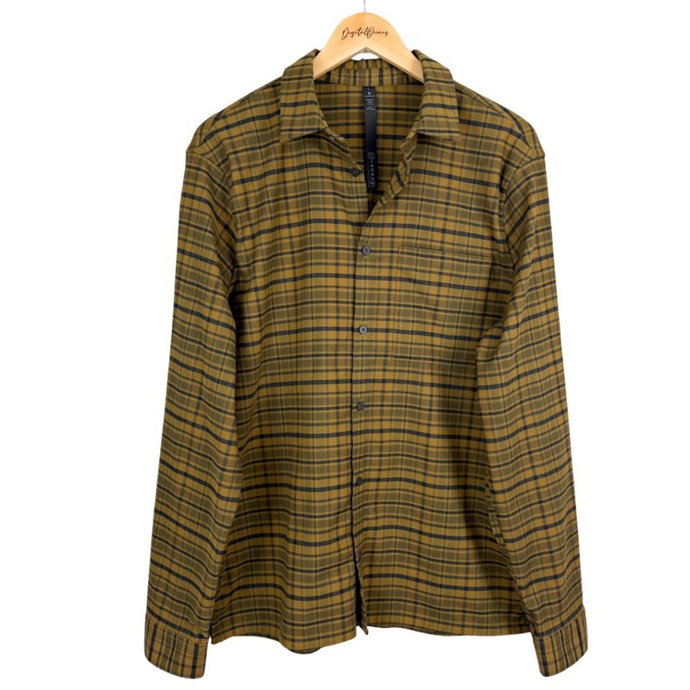 Lululemon EUC Masons Peak Flannel Shirt Burnt Caramel L Long Sleeve Plaid Brown